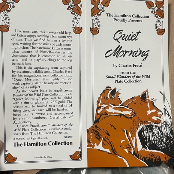 Quiet Morning by Charles Fracé  Small Wonders of the Wild Plate # 4191 B Leopard - Picture 8 of 14